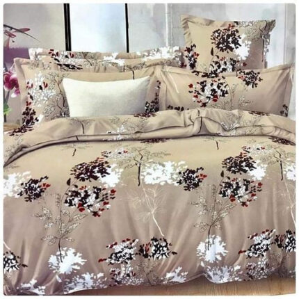 Floral Beige Duvet Set with bedsheet And Pillowcases