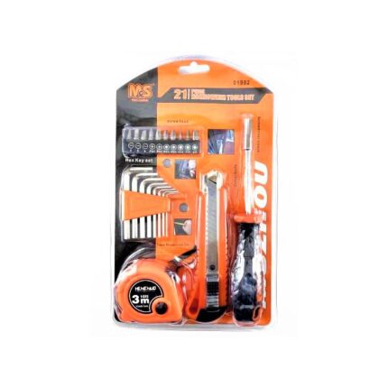 21 Pcs Screw Driver Heads, Allen Key HEX, Tape Measure, Cutter Knife Repair Tool Set