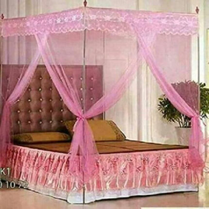Pink Mosquito Net With Metallic Stand