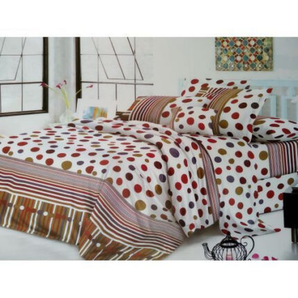 Polcadot Cotton Bedding Set With1 Duvet and Bed sheet And 2 pillow cases