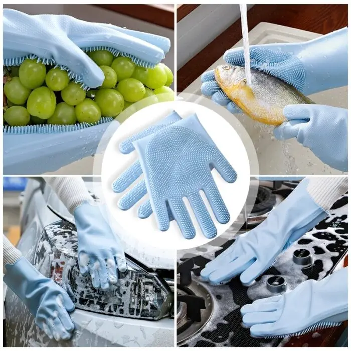 Reusable Silicon Household/Dish Cleaning Gloves - Image 2