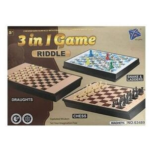 3 in 1 Chess, Draughts/Checkers, Snakes & Ladders Game