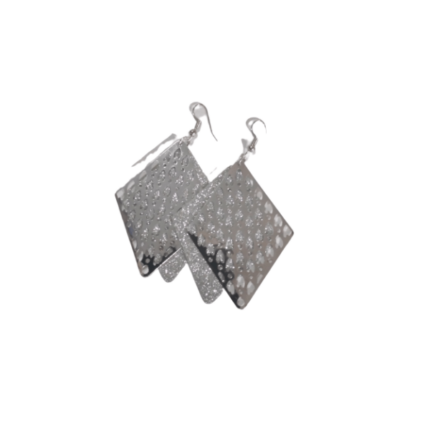 Diamond Shape Silver Earrings