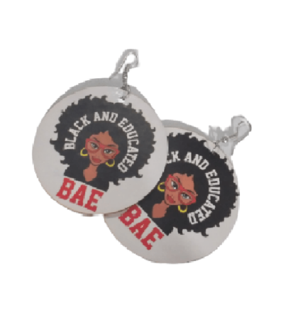 Round Wooden African Print Earrings