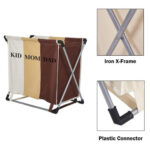 3 Compartment Foldable Laundry Basket - Image 2