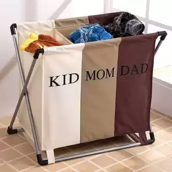 3 Compartment Foldable Laundry Basket