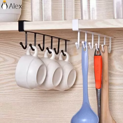 6 Slot Multi- Purpose Metallic Under The Shelf Hook - Image 2