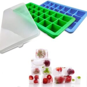 Silicon ice cube maker with top cover
