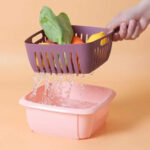 Storage basket drainer with lid and retainer bowl - Image 2