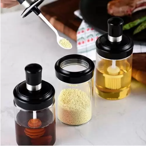 Glass Jar with Dipper Brush/spoon