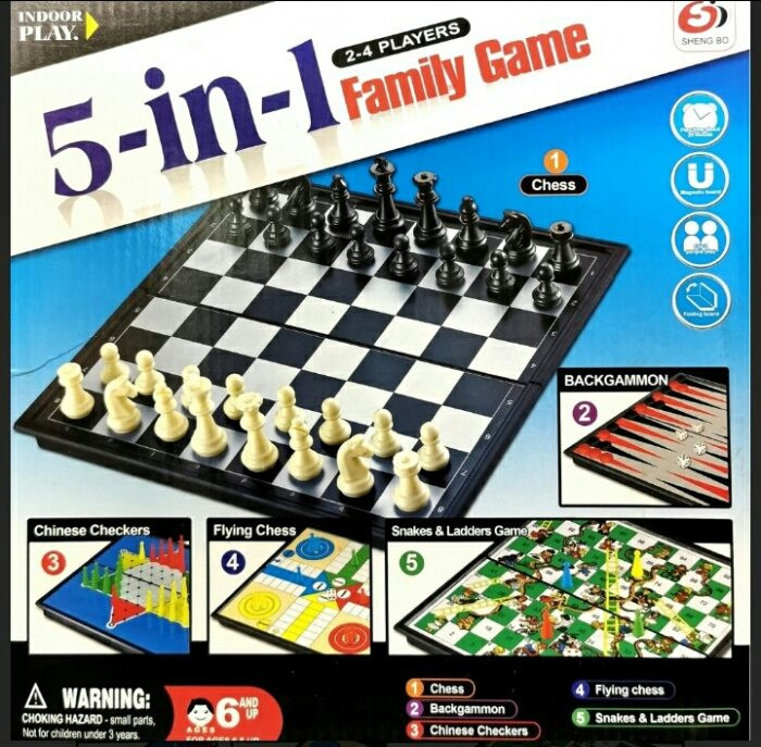 5 in 1 Chess, Chinese Checkers, Flying Chess, Backgammon And Snakes And Ladders