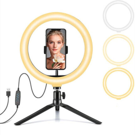 Vlog Content Creation Ring Light, Tripod Stand, Phone Holder