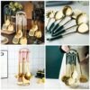 6 Pcs Golden Serving Spoons with Stand - Image 2
