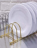 Elegant 7 Slot Gold  Coated  Plate Stand