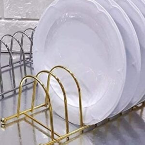 Elegant 7 Slot Gold  Coated  Plate Stand