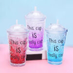 550 Ml Summer Creative Ice Cup Student Double Layer Plastic With Cover Pipette  Chilled Crush Ice Cup