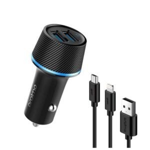 Oraimo Highway Car Charger with 2-In-1 Lightning and Micro USB Cable Rating: