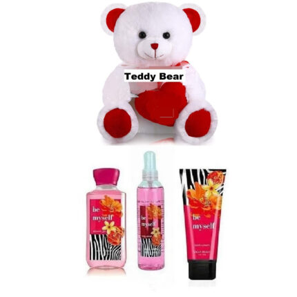 Valentine 4 in 1 Gift Pack- Teddy Bear, Shower Gel, Body Lotion, Body Splash