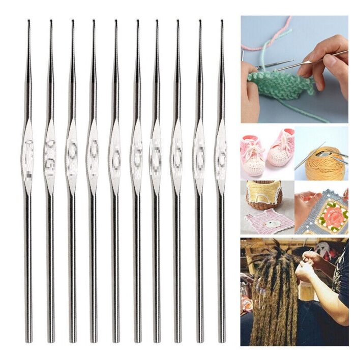 Stainless Steel 12Pcs Size 4-9 Knitting Weaving Crochet Hooks Needles Set