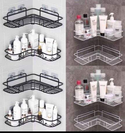 Metallic Corner Shelf Bathroom Organizer