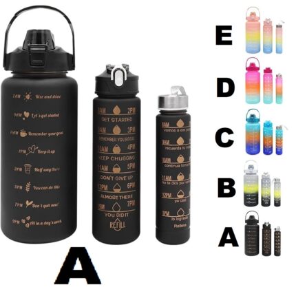 3 Pcs Sports Water Bottle With Motivational Quotes