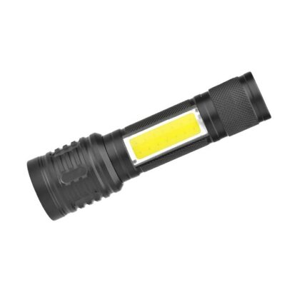 Portable Aluminum Alloy Zoom LED Flashlight Torch With COB Side Light