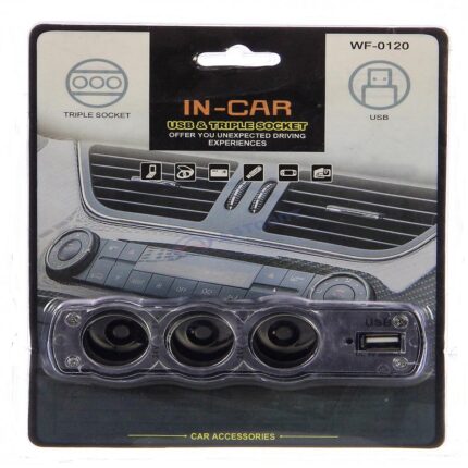 12V/24V In-Car USB 3 Way Triple Cigarette Lighter Socket Splitter Extension DC Car Adapter