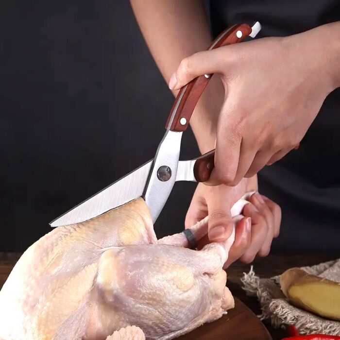 Kitchen Wooden Handle Poultry Chicken Shear Scissor