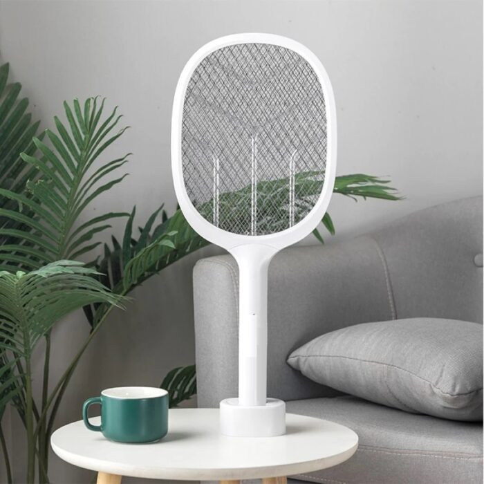 2 in 1 USB Rechargeable Insect Killer Racket Swatter Zapper Bat with Stand