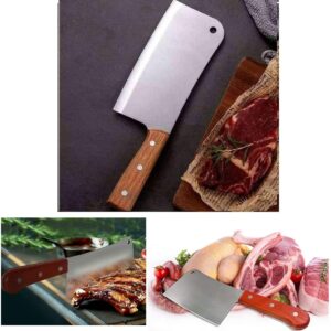 Heavy Duty Butcher Knife Meat Cleaver with Wooden Handle