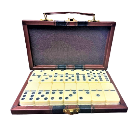 Dominoes Board Game with Durable Brown Case