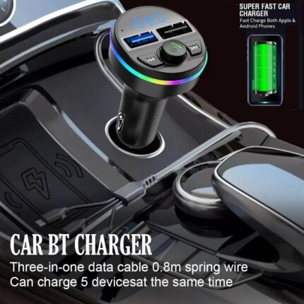 3 in 1 Car Handsfree FM MP3 Player Bluetooth Transmitter Modulator Kit With Charging Cables