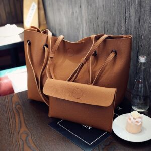 2 Pcs Women Brown Handbag