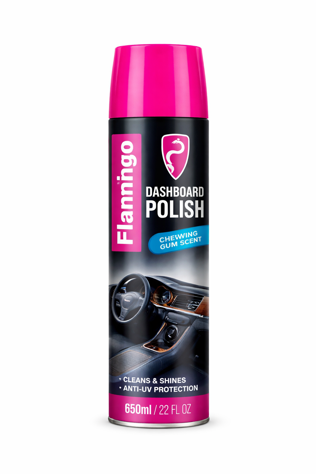 Flamingo F105G Dashboard Polish 650 ml – (Chewing Gum scent)