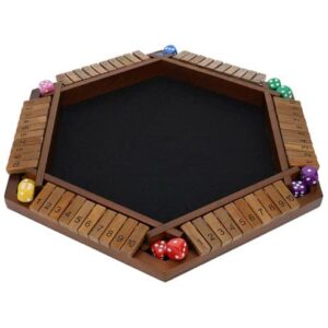 6-Player Wooden Shut The Box Dice Game – Hexagon Edition