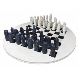 Minimalist Stone Chess Set on Round Board