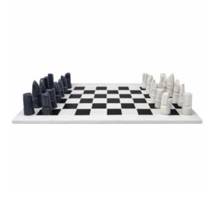 Minimalist Stone Chess Set on Rectangular Board