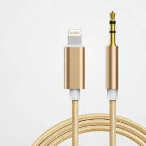 Gold-colored 3.5mm Male AUX Jack to Lighting Gold