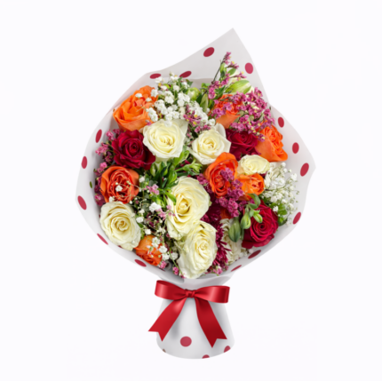 Vibrant Love Celebration Rose Flowers Bouquet Valentine Gift Pack