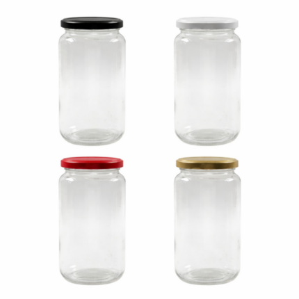 720ml Clear Glass Storage Jar with Airtight Colored Metal Lid