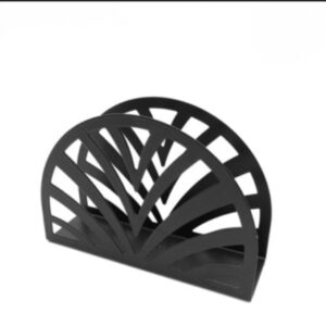 Midnight Shell Metal Napkin Holder – Modern Table Organizer (Black tissue)