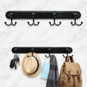 Double Hook Metallic Wall Mounted Coat Rack Hanger