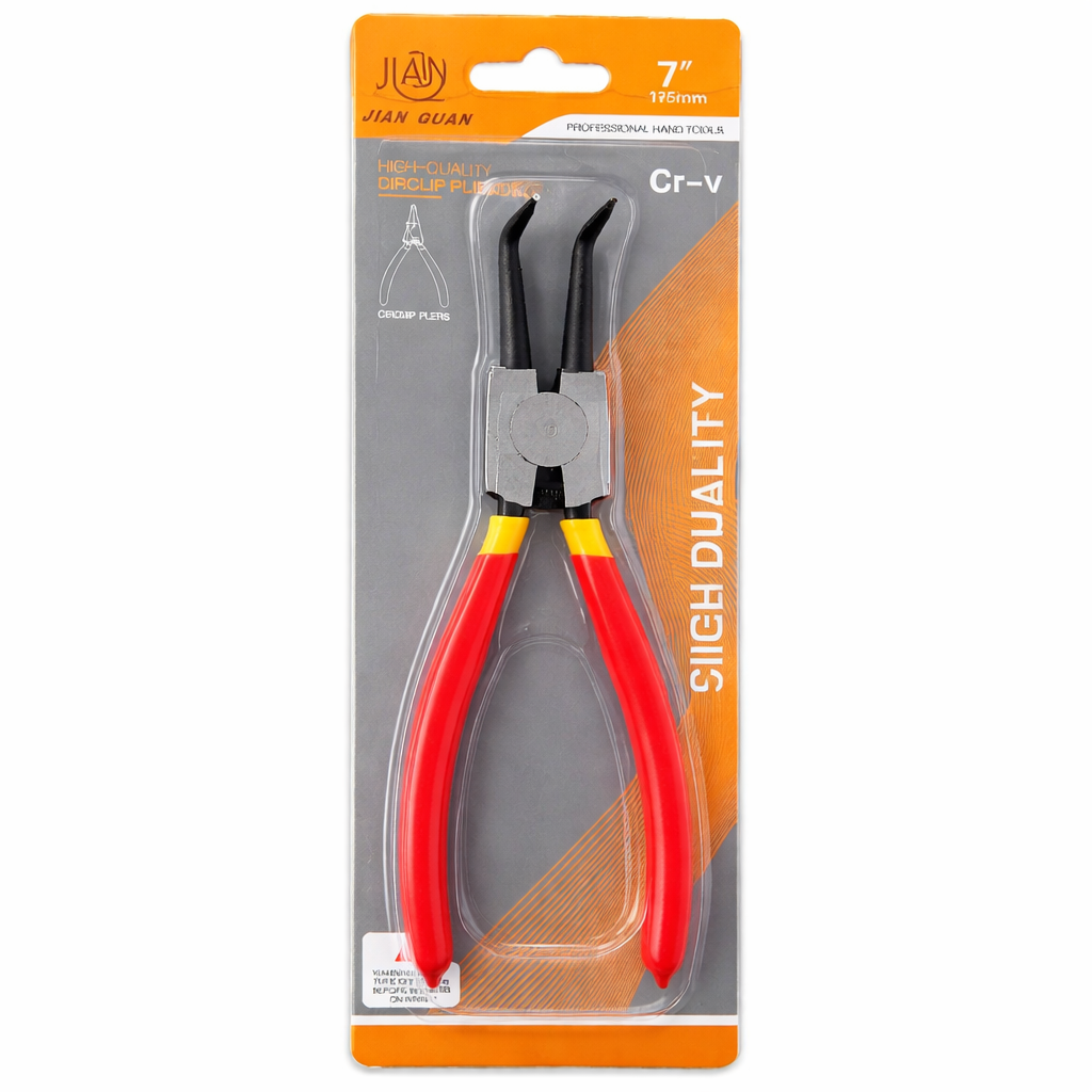 7” Heavy-Duty Circlip Pliers (Cr-V Steel, Curved Tip)