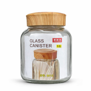 Glass Canister with Wood Lid