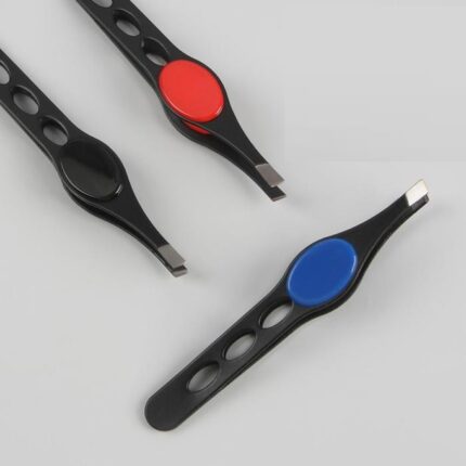 1 Pc Silver Stainless Steel Flat Slant Tip Tweezer