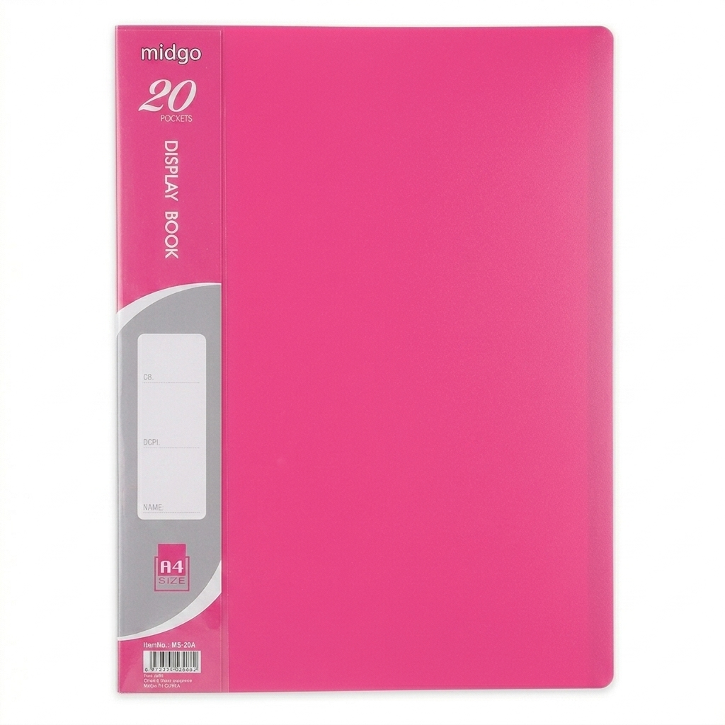 1778846659511 Genetic A4 portfolio Midgo 20-Pockets Display Book – Soft Pastel Pink - Image 1