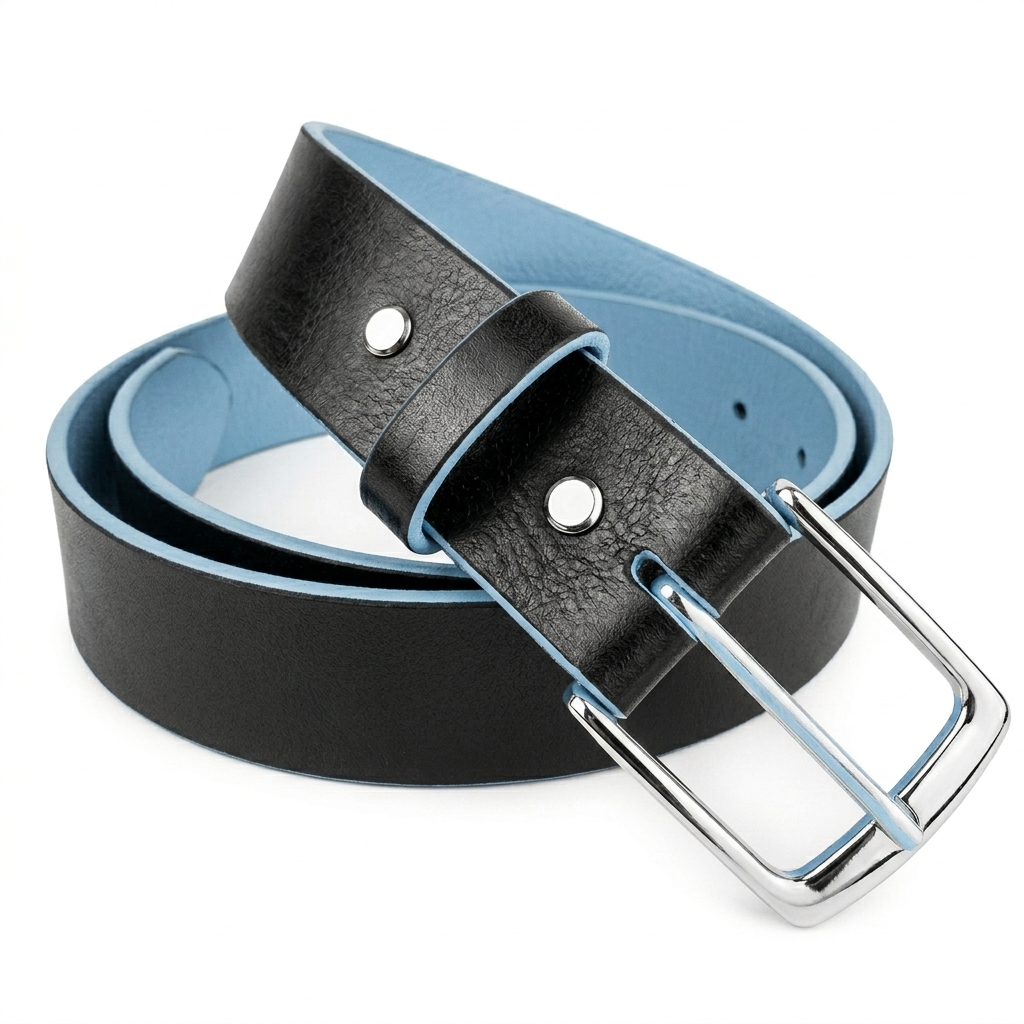 1778852008582 Premium Dual-Tone Leather Belt – Black & Sky Blue - Image 1
