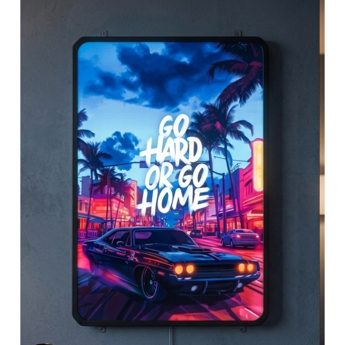 PhotoGrid_Site_1778085160071 Retrowave Motivational Wall Art Go Hard Or Go Home - Image 1