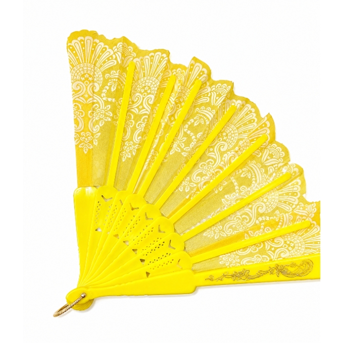 PhotoGrid_Plus_1781592885740 Yellow Decorative Folding Hand Fan - Image 1