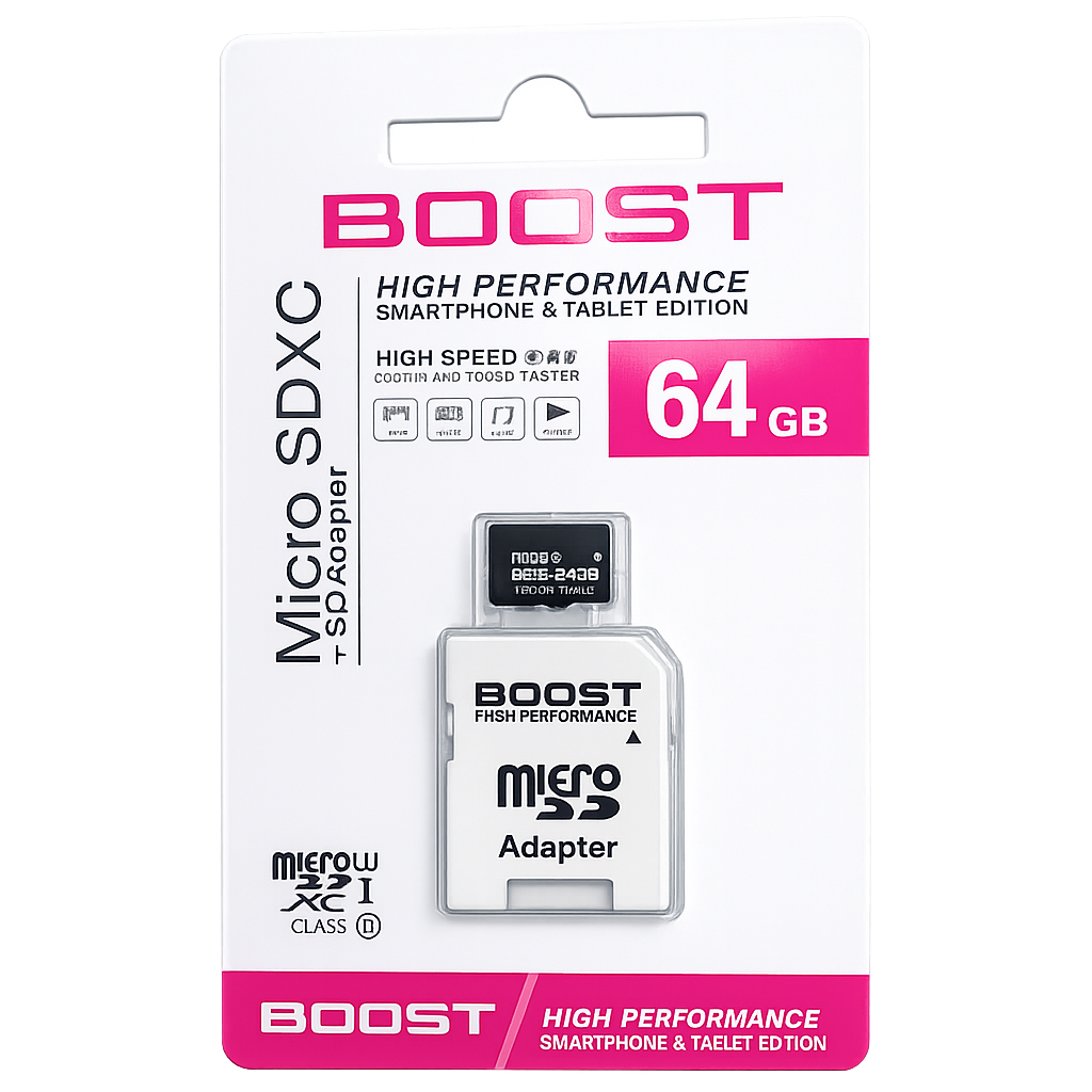file_000000008be471fb98bcf0f7469bae3d BOOST 64GB Micro SDXC camera Memory Card with SD Adapter - Image 1